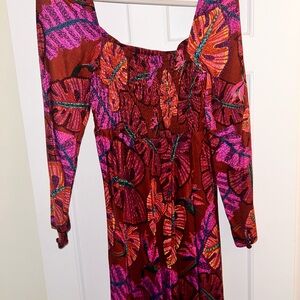 Farm Rio Floral Midi Sleeve Dress